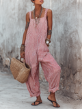 📦📦LAST DAY SAVE 49% ⏰Women's Minimalist Striped Loose-Fit Square-Neck Sleeveless Jumpsuit