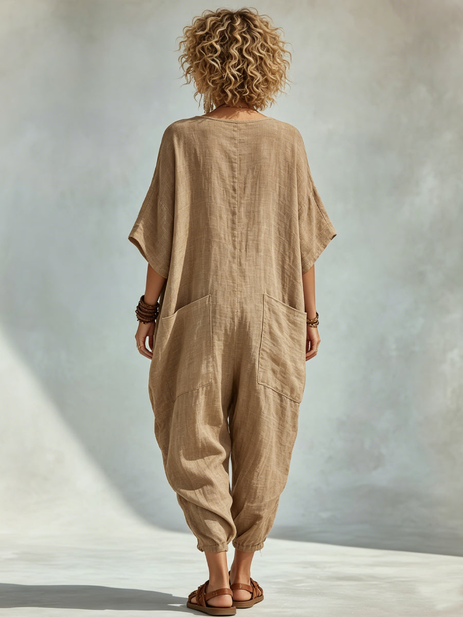 📦📦LAST DAY SAVE 49% ⏰Oversized Linen-look Cotton V-neck Harem Jumpsuit